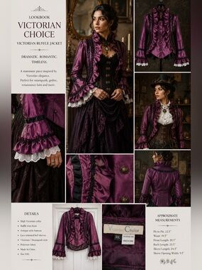 💜 Dramatic Victorian Ruffle Jacket XXL Steampunk Gothic Pirate Core